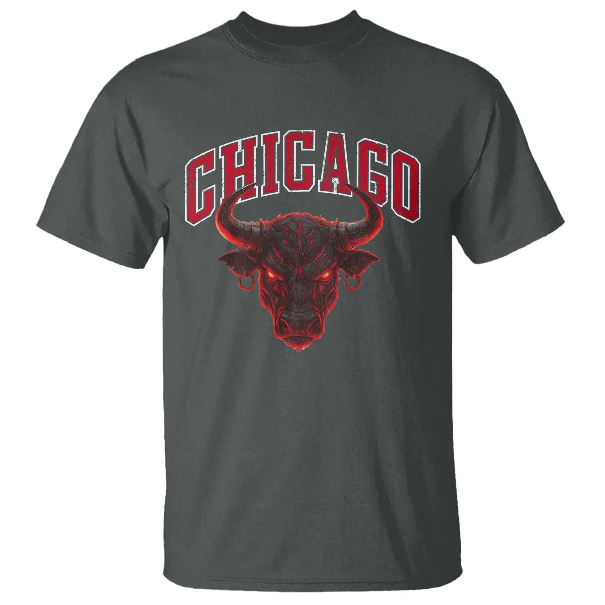 Retro Chicago T Shirt Bulls Mascot Team Spirit Vintage Basketball Fan TS10 Dark Heather Print Your Wear
