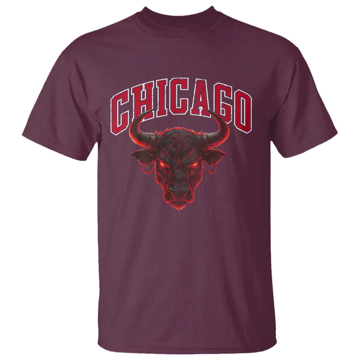 Retro Chicago T Shirt Bulls Mascot Team Spirit Vintage Basketball Fan TS10 Maroon Print Your Wear