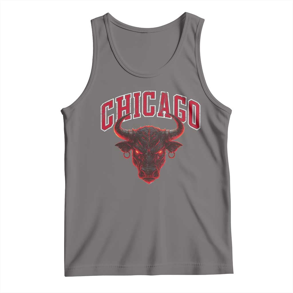 Retro Chicago Tank Top Bulls Mascot Team Spirit Vintage Basketball Fan TS10 Deep Heather Print Your Wear