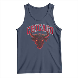 Retro Chicago Tank Top Bulls Mascot Team Spirit Vintage Basketball Fan TS10 Navy Print Your Wear