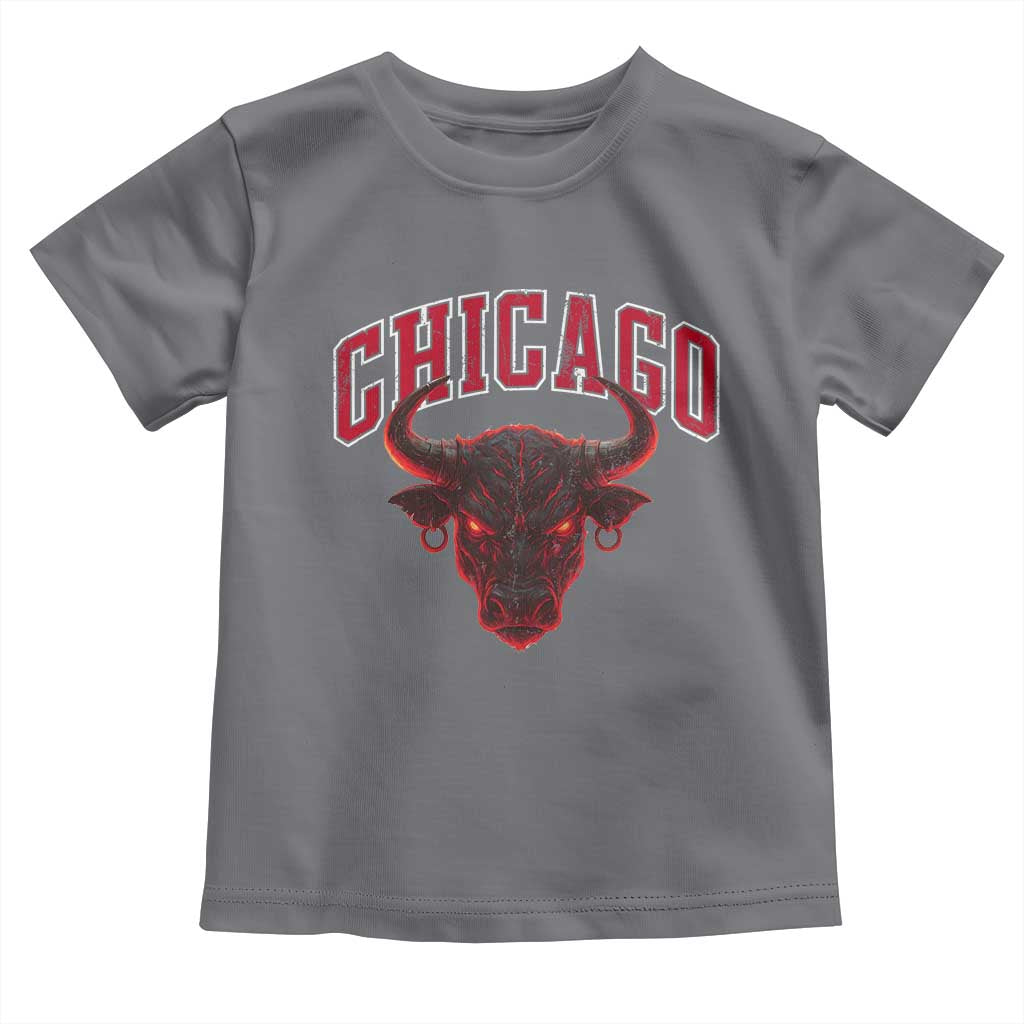 Retro Chicago Toddler T Shirt Bulls Mascot Team Spirit Vintage Basketball Fan TS10 Charcoal Print Your Wear