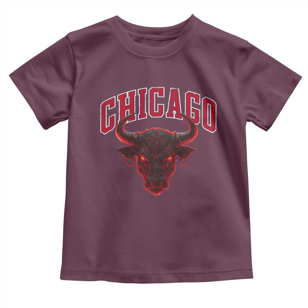 Retro Chicago Toddler T Shirt Bulls Mascot Team Spirit Vintage Basketball Fan TS10 Maroon Print Your Wear
