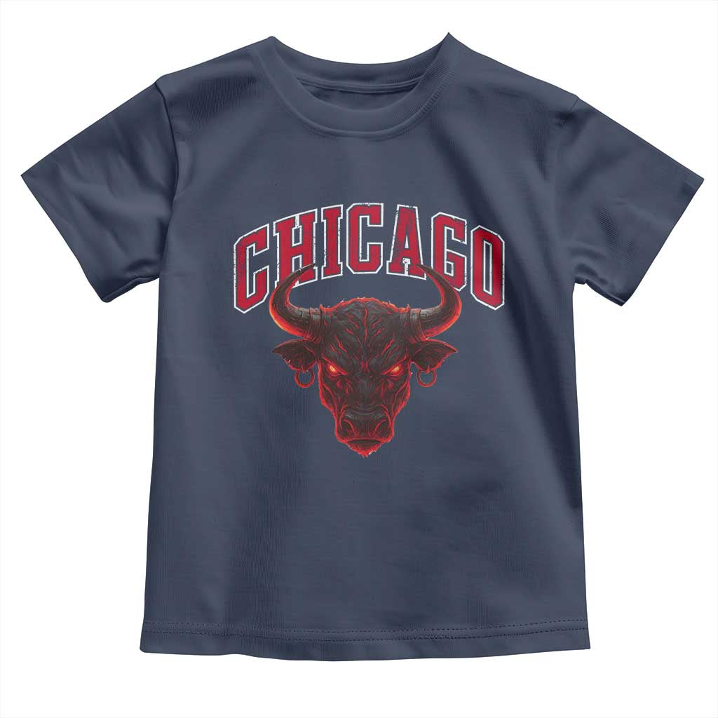 Retro Chicago Toddler T Shirt Bulls Mascot Team Spirit Vintage Basketball Fan TS10 Navy Print Your Wear