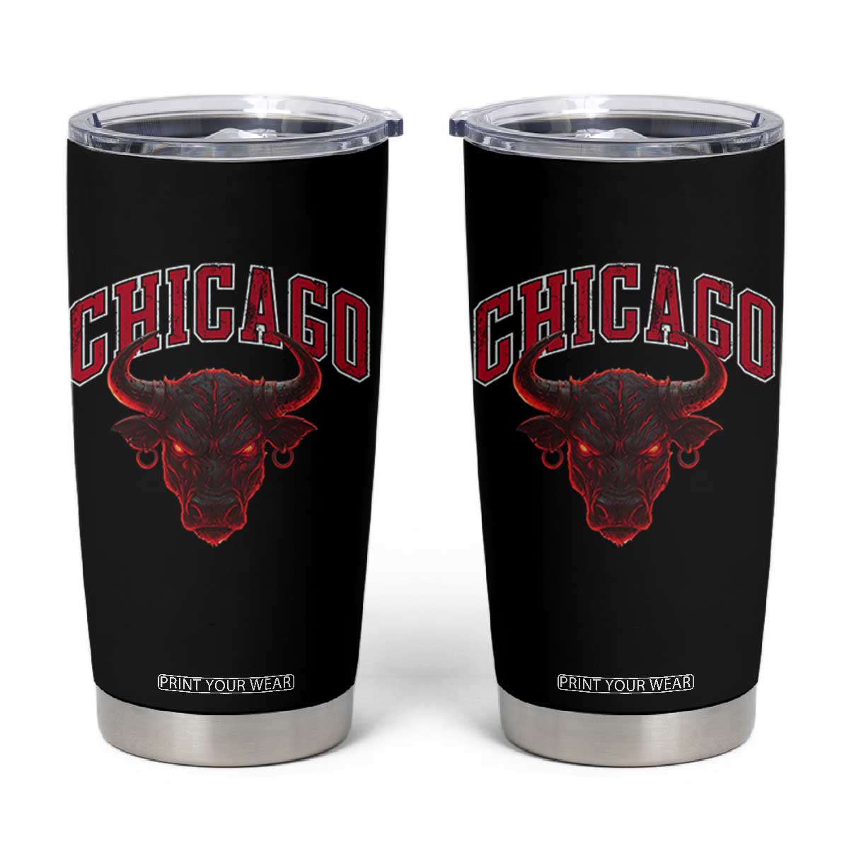 Retro Chicago Tumbler Cup Bulls Mascot Team Spirit Vintage Basketball Fan TS10 Black Print Your Wear