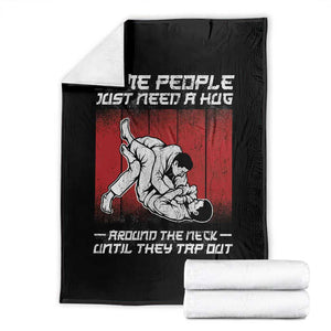 Brazilian Jiu Jitsu Throw Blanket Some People Just Need A Hug Vintage BJJ TS10 Black Print Your Wear
