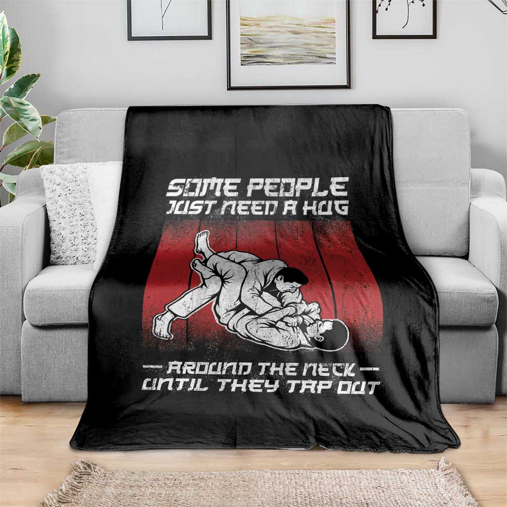 Brazilian Jiu Jitsu Throw Blanket Some People Just Need A Hug Vintage BJJ TS10 Print Your Wear