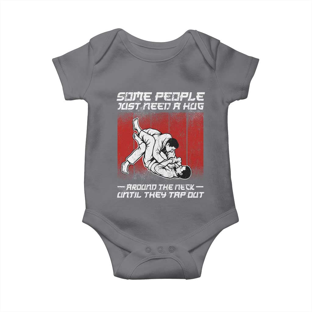 Brazilian Jiu Jitsu Baby Onesie Some People Just Need A Hug Vintage BJJ TS10 Charcoal Print Your Wear
