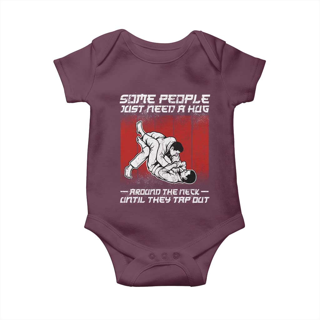 Brazilian Jiu Jitsu Baby Onesie Some People Just Need A Hug Vintage BJJ TS10 Maroon Print Your Wear