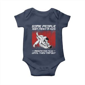 Brazilian Jiu Jitsu Baby Onesie Some People Just Need A Hug Vintage BJJ TS10 Navy Print Your Wear