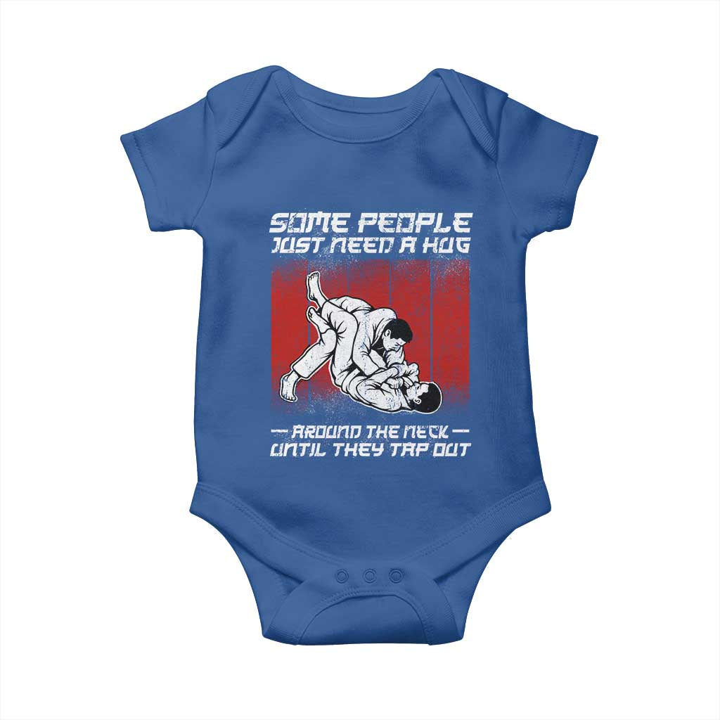 Brazilian Jiu Jitsu Baby Onesie Some People Just Need A Hug Vintage BJJ TS10 Royal Blue Print Your Wear
