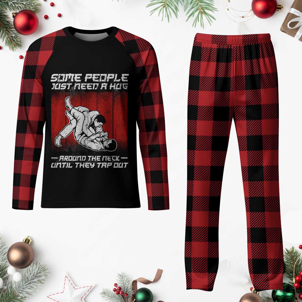 Brazilian Jiu Jitsu Plaid Pajama Set Some People Just Need A Hug Vintage BJJ TS10 Buffalo Plaid Print Your Wear