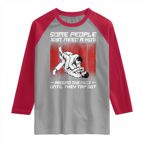 Brazilian Jiu Jitsu Raglan Shirt Some People Just Need A Hug Vintage BJJ TS10 Sport Gray Red Print Your Wear