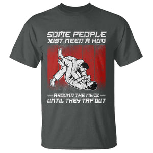 Brazilian Jiu Jitsu T Shirt Some People Just Need A Hug Vintage BJJ TS10 Dark Heather Print Your Wear