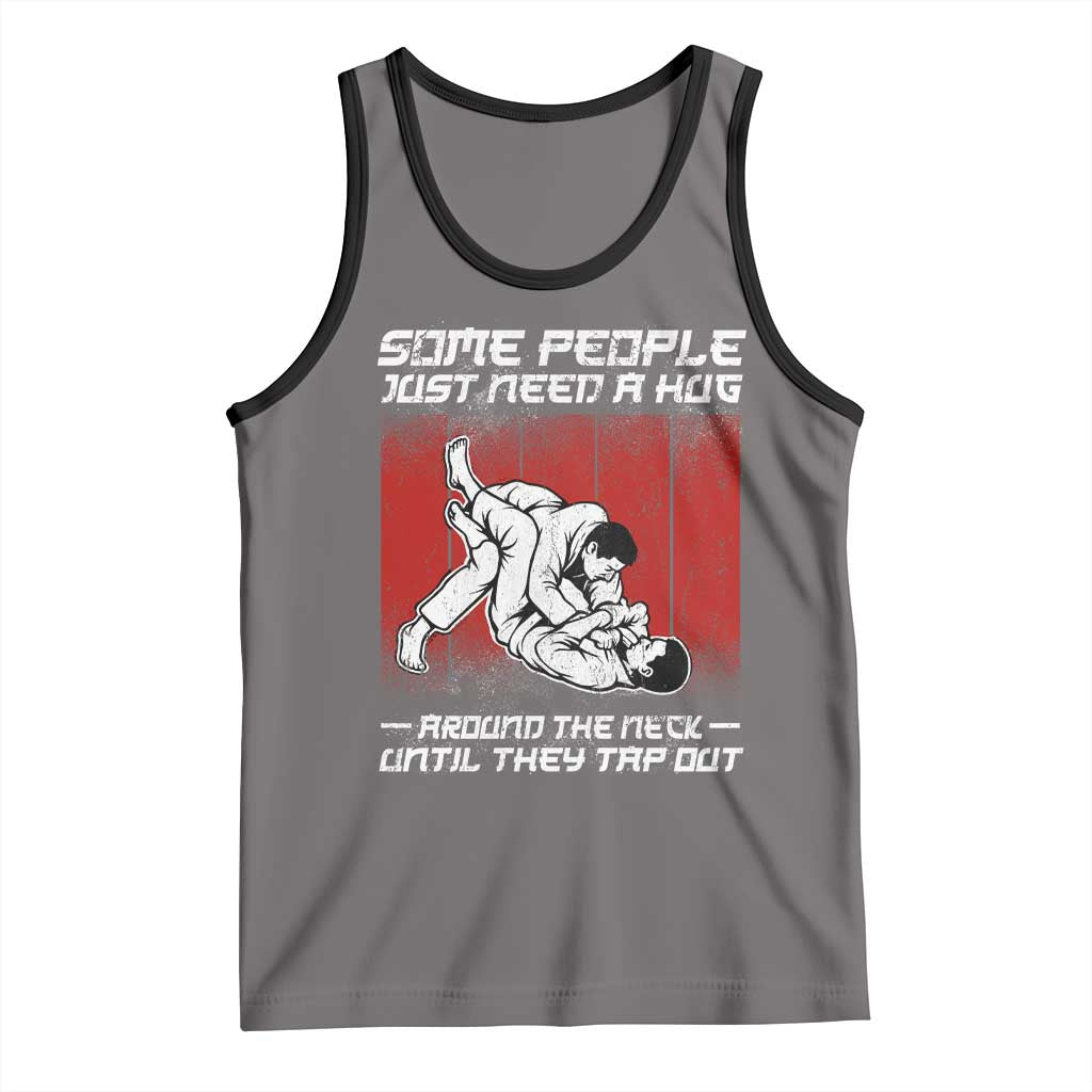 Brazilian Jiu Jitsu Tank Top Some People Just Need A Hug Vintage BJJ TS10 Deep Heather Black Print Your Wear