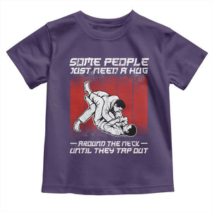 Brazilian Jiu Jitsu Toddler T Shirt Some People Just Need A Hug Vintage BJJ TS10 Purple Print Your Wear