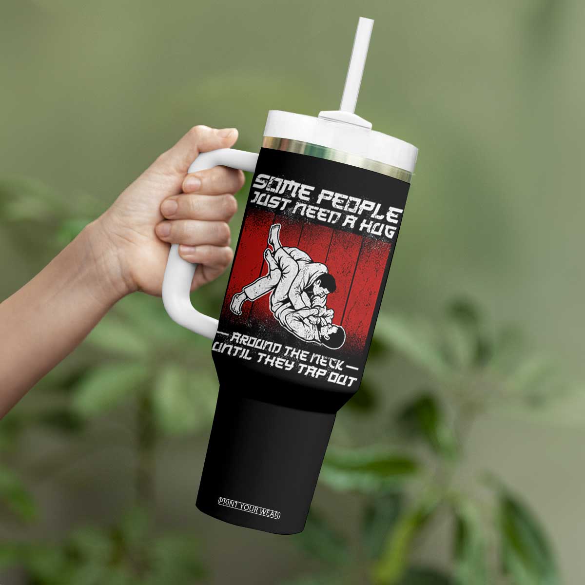 Brazilian Jiu Jitsu Tumbler With Handle Some People Just Need A Hug Vintage BJJ TS10 Print Your Wear