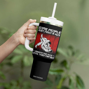 Brazilian Jiu Jitsu Tumbler With Handle Some People Just Need A Hug Vintage BJJ TS10 Print Your Wear