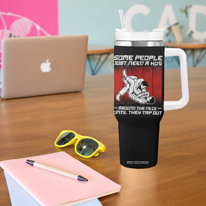 Brazilian Jiu Jitsu Tumbler With Handle Some People Just Need A Hug Vintage BJJ TS10 Print Your Wear