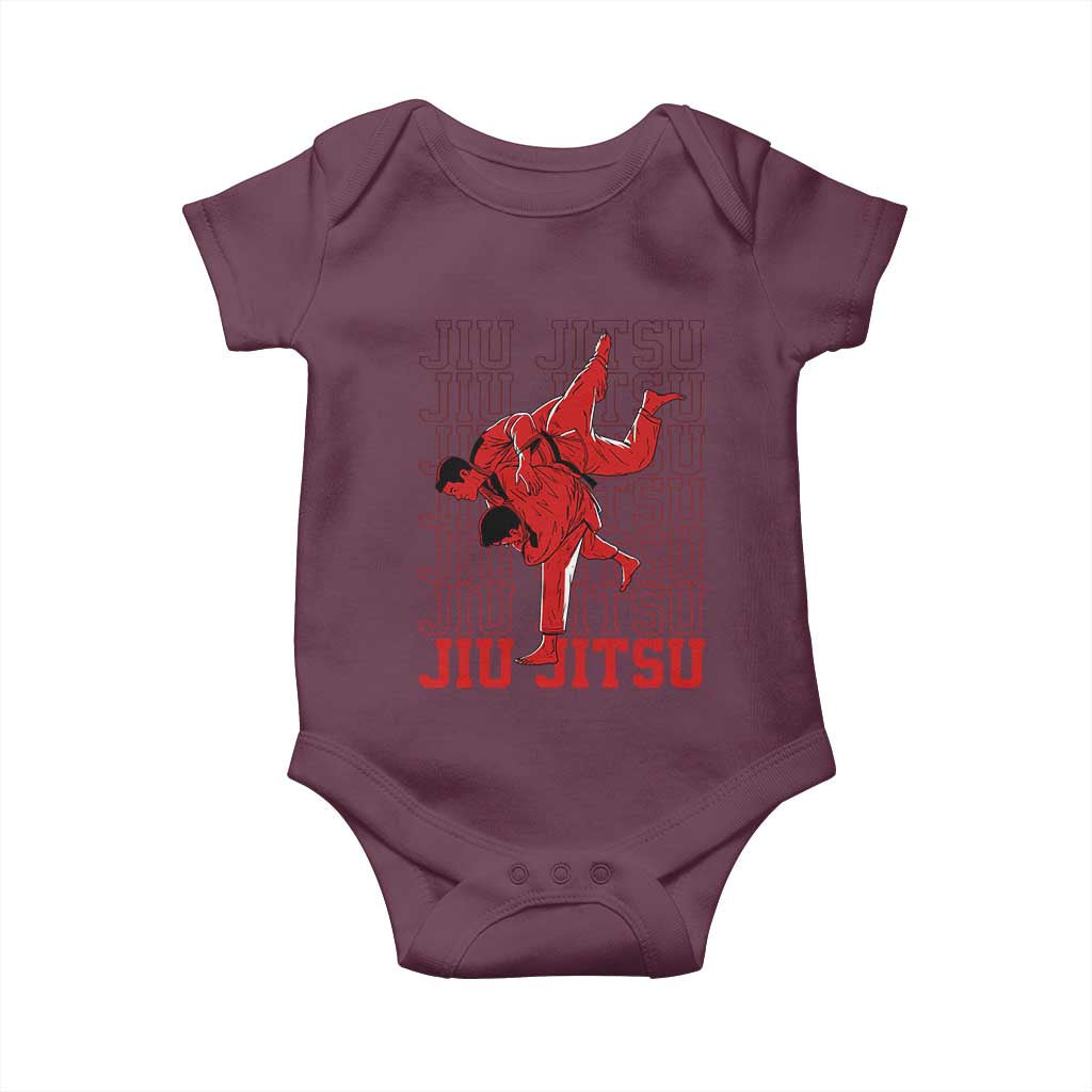 Brazilian Jiu Jitsu Baby Onesie BJJ Distressed TS10 Maroon Print Your Wear