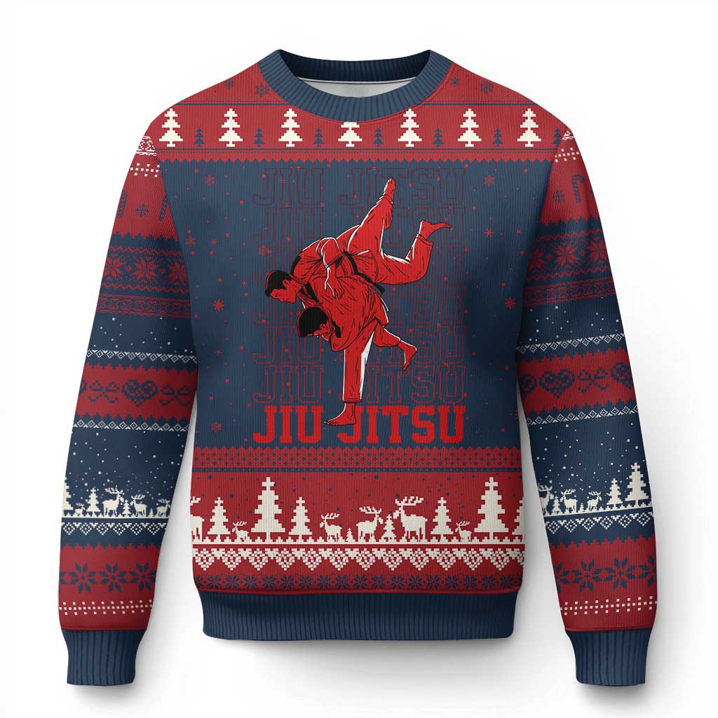 Brazilian Jiu Jitsu Ugly Christmas Sweater BJJ Distressed TS10 Navy Red Print Your Wear