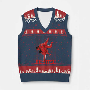 Brazilian Jiu Jitsu V-Neck Knit Sweater Vest BJJ Distressed TS10 Navy Red Print Your Wear