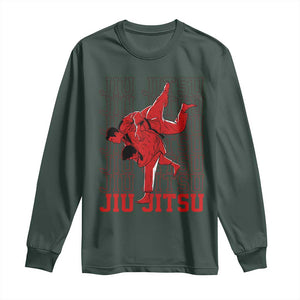 Brazilian Jiu Jitsu Long Sleeve Shirt BJJ Distressed TS10 Dark Forest Green Print Your Wear
