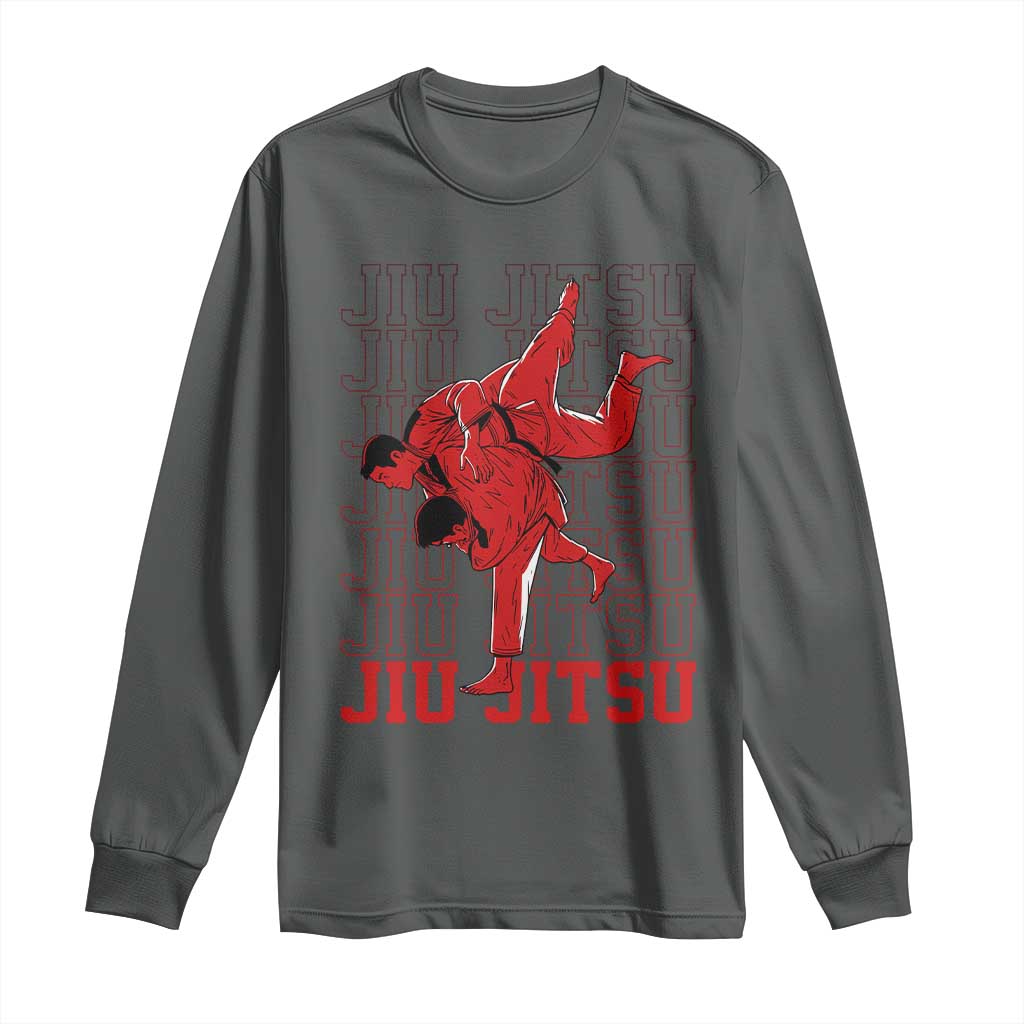 Brazilian Jiu Jitsu Long Sleeve Shirt BJJ Distressed TS10 Dark Heather Print Your Wear