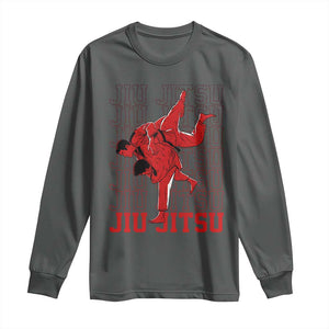 Brazilian Jiu Jitsu Long Sleeve Shirt BJJ Distressed TS10 Dark Heather Print Your Wear