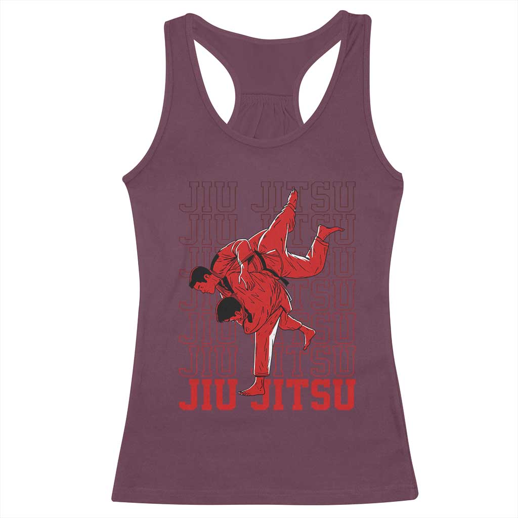 Brazilian Jiu Jitsu Racerback Tank Top BJJ Distressed TS10 Maroon Print Your Wear