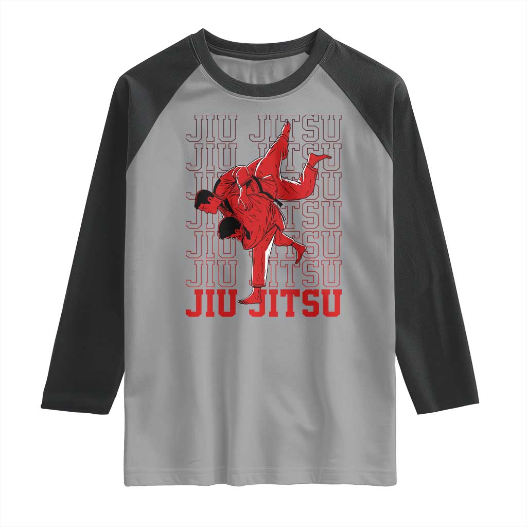 Brazilian Jiu Jitsu Raglan Shirt BJJ Distressed TS10 Sport Gray Black Print Your Wear
