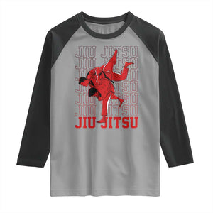 Brazilian Jiu Jitsu Raglan Shirt BJJ Distressed TS10 Sport Gray Black Print Your Wear