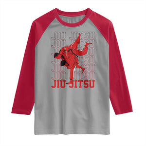 Brazilian Jiu Jitsu Raglan Shirt BJJ Distressed TS10 Sport Gray Red Print Your Wear