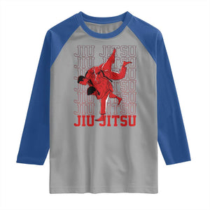 Brazilian Jiu Jitsu Raglan Shirt BJJ Distressed TS10 Sport Gray Royal Print Your Wear