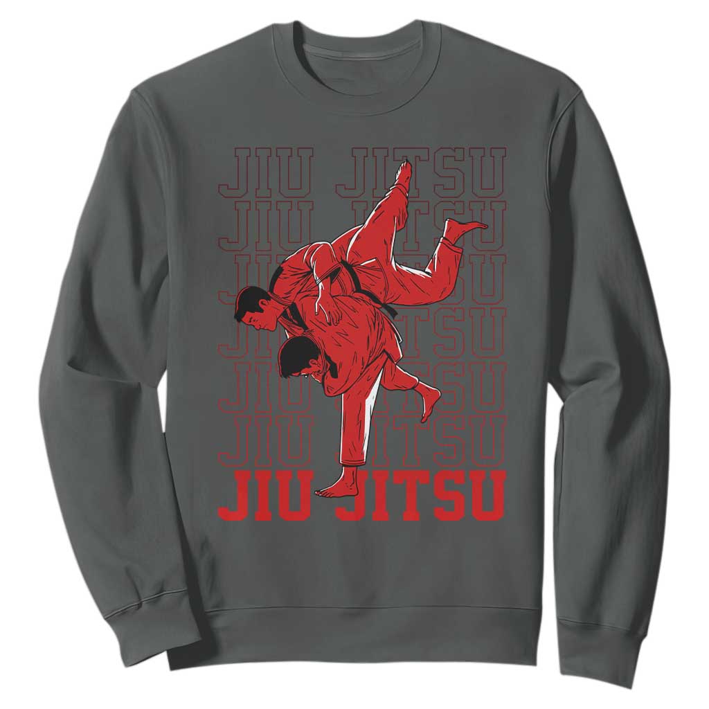 Brazilian Jiu Jitsu Sweatshirt BJJ Distressed TS10 Dark Heather Print Your Wear