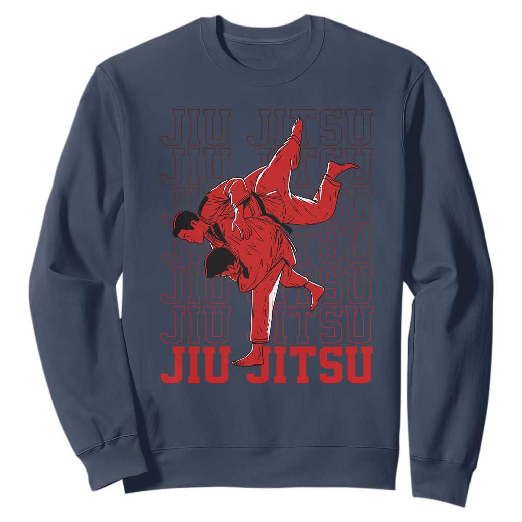 Brazilian Jiu Jitsu Sweatshirt BJJ Distressed TS10 Navy Print Your Wear