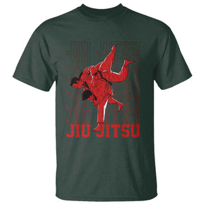 Brazilian Jiu Jitsu T Shirt BJJ Distressed TS10 Dark Forest Green Print Your Wear