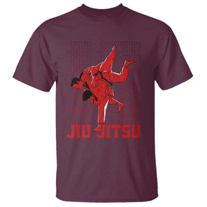Brazilian Jiu Jitsu T Shirt BJJ Distressed TS10 Maroon Print Your Wear