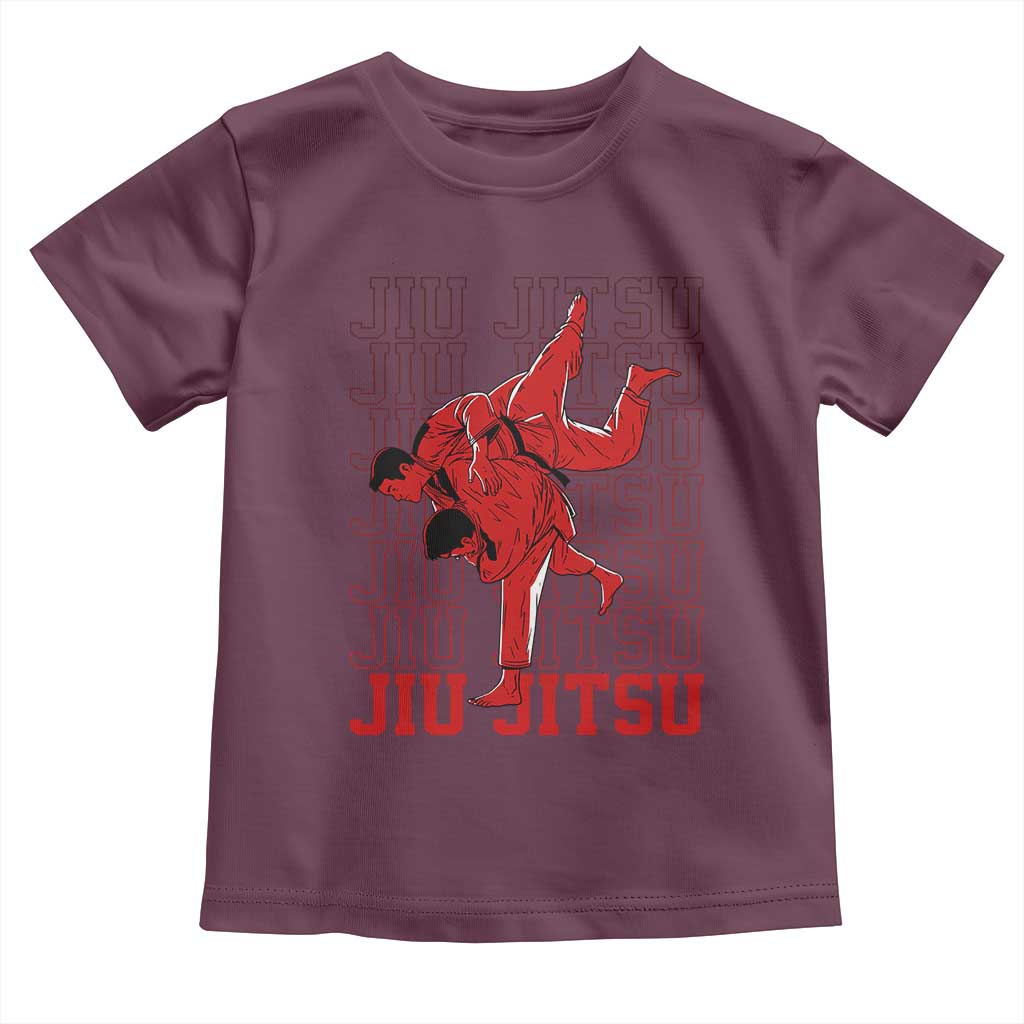 Brazilian Jiu Jitsu Toddler T Shirt BJJ Distressed TS10 Maroon Print Your Wear