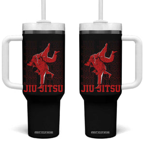 Brazilian Jiu Jitsu Tumbler With Handle BJJ Distressed TS10 One Size: 40 oz Black Print Your Wear