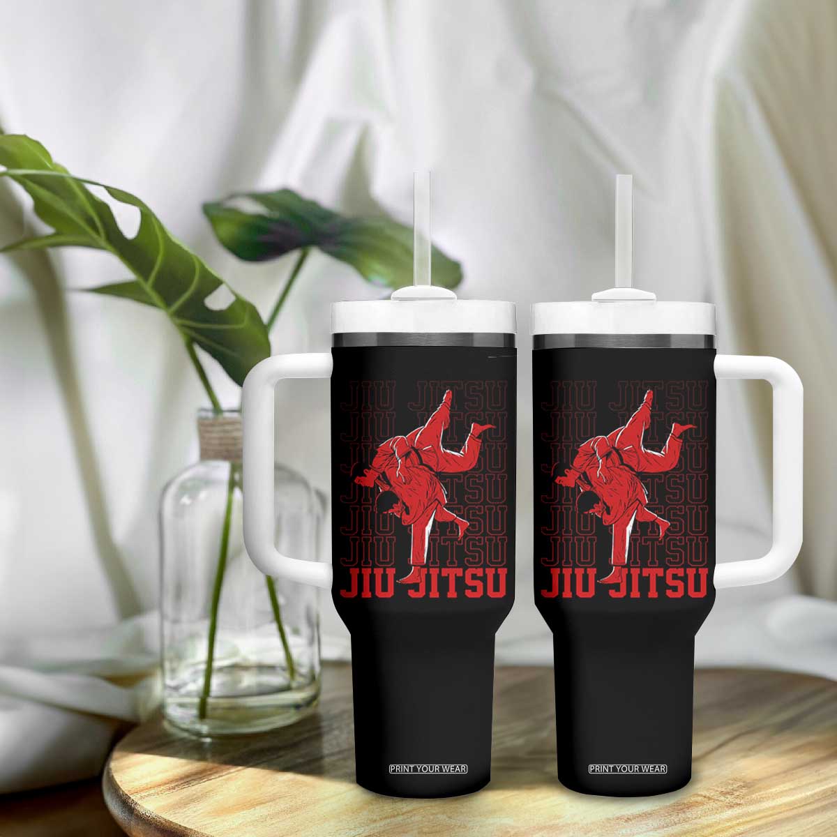 Brazilian Jiu Jitsu Tumbler With Handle BJJ Distressed TS10 Print Your Wear