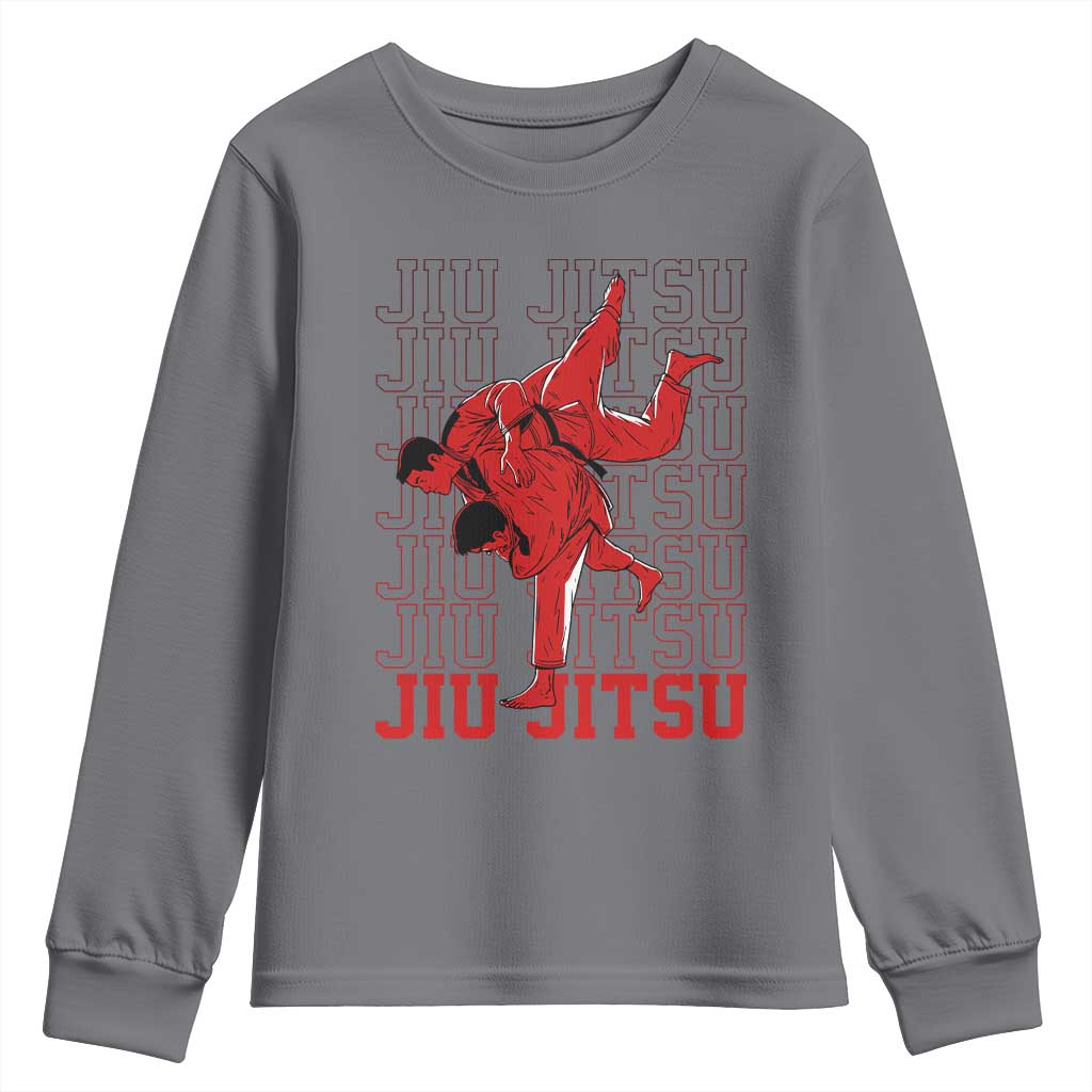 Brazilian Jiu Jitsu Youth Sweatshirt BJJ Distressed TS10 Charcoal Print Your Wear