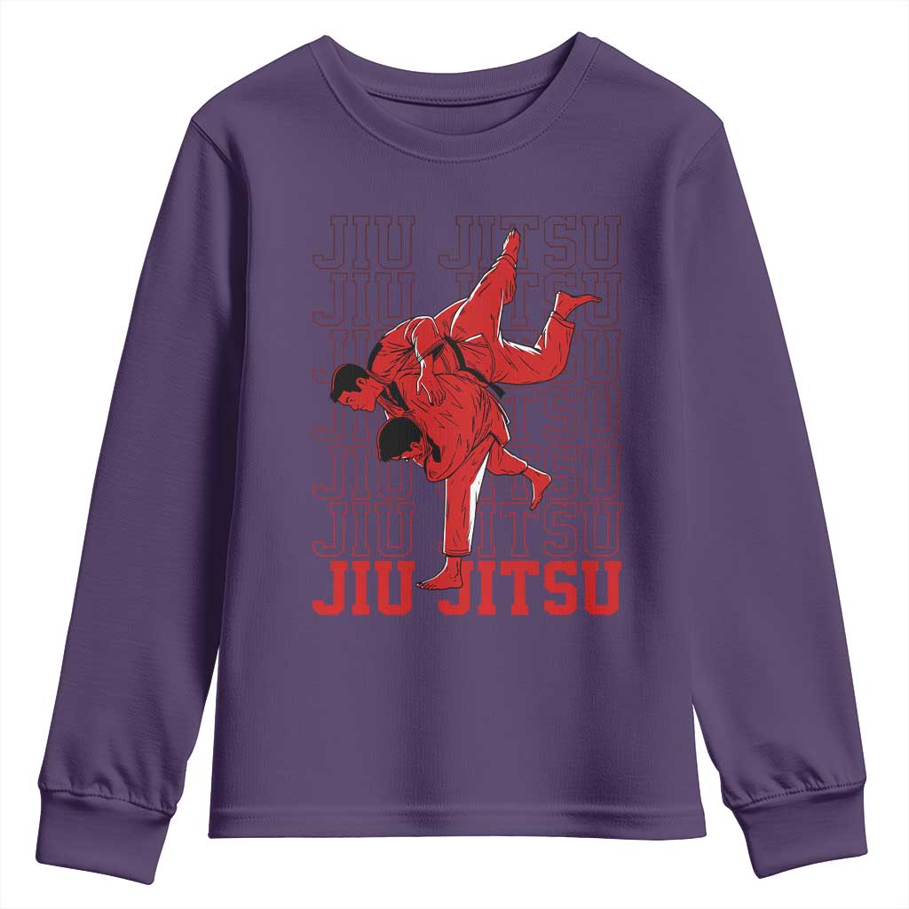 Brazilian Jiu Jitsu Youth Sweatshirt BJJ Distressed TS10 Purple Print Your Wear