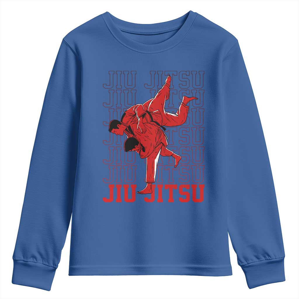 Brazilian Jiu Jitsu Youth Sweatshirt BJJ Distressed TS10 Royal Blue Print Your Wear