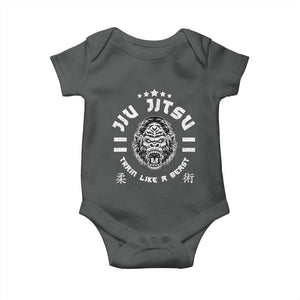 Brazilian Jiu Jitsu Baby Onesie Train Like A Beast Vintage BJJ Grappling Gorilla TS10 Dark Heather Print Your Wear