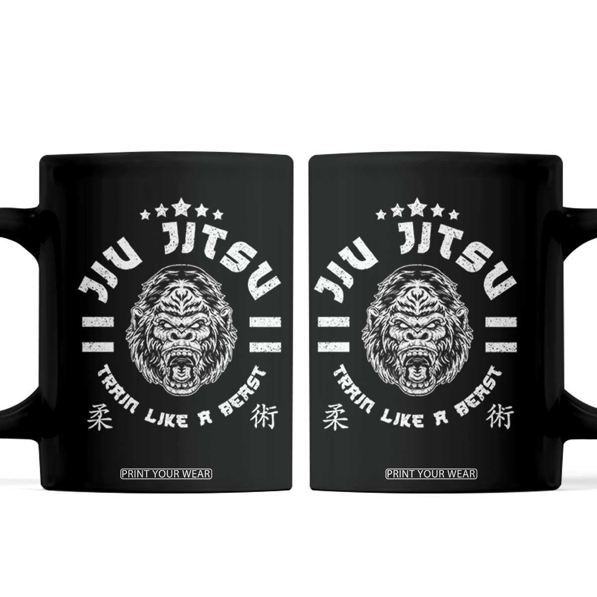 Brazilian Jiu Jitsu Coffee Mug Train Like A Beast Vintage BJJ Grappling Gorilla TS10 Black Print Your Wear