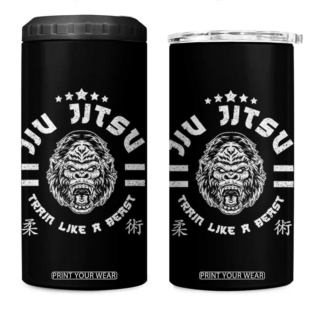 Brazilian Jiu Jitsu 4 in 1 Can Cooler Tumbler Train Like A Beast Vintage BJJ Grappling Gorilla TS10 One Size: 16 oz Black Print Your Wear