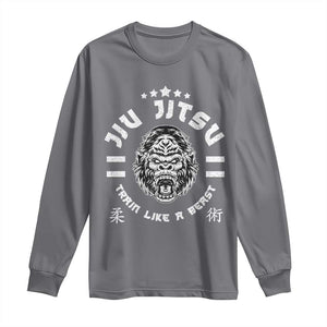 Brazilian Jiu Jitsu Long Sleeve Shirt Train Like A Beast Vintage BJJ Grappling Gorilla TS10 Charcoal Print Your Wear