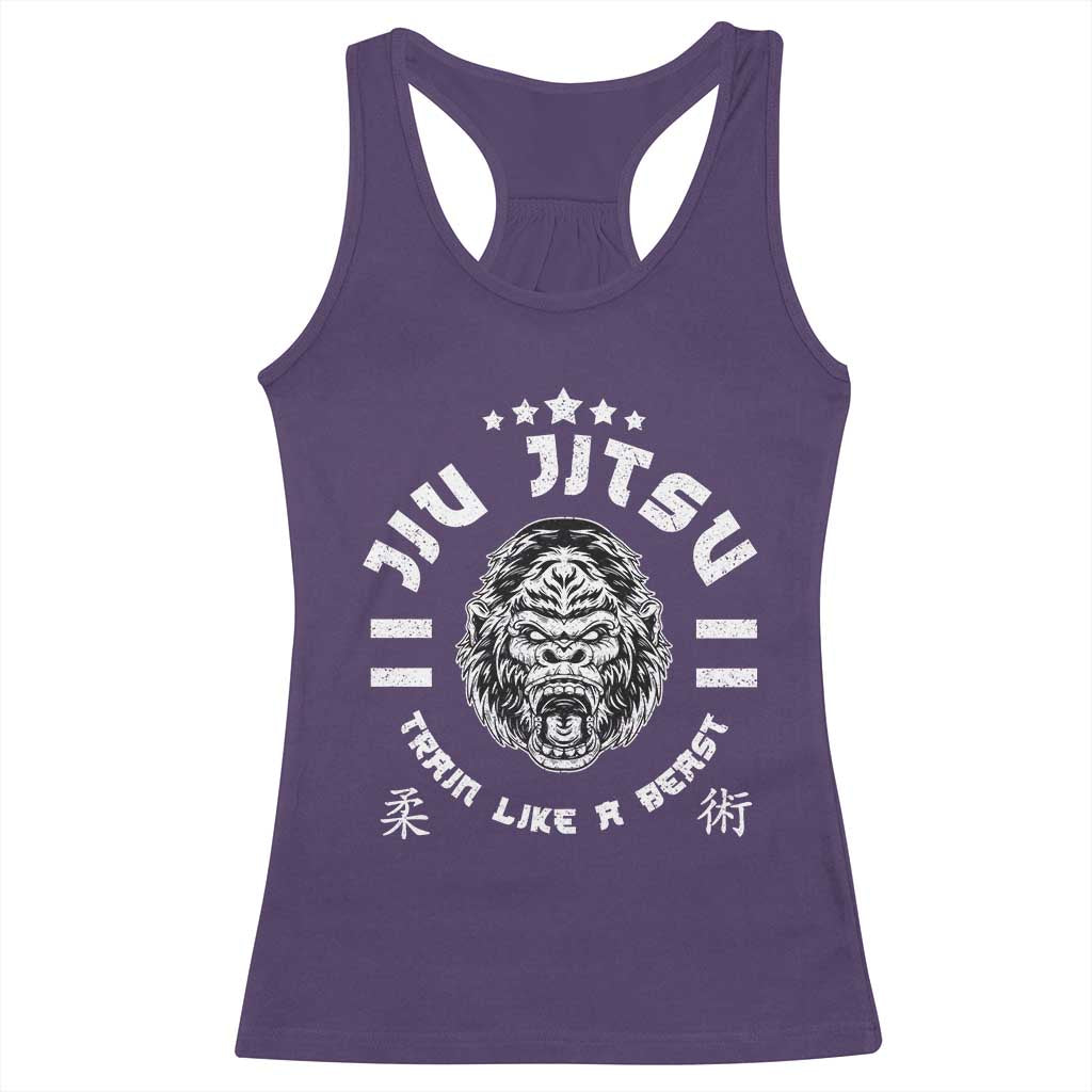 Brazilian Jiu Jitsu Racerback Tank Top Train Like A Beast Vintage BJJ Grappling Gorilla TS10 Purple Print Your Wear