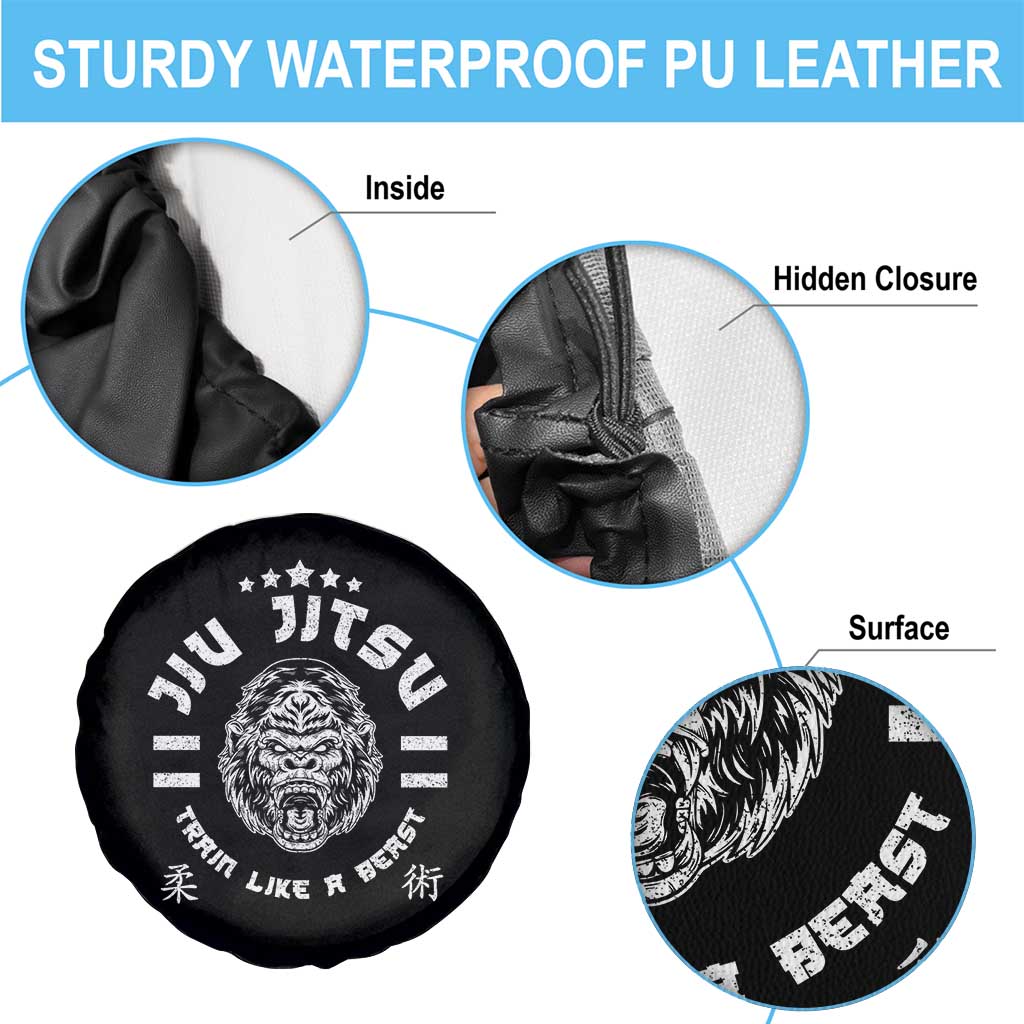 Brazilian Jiu Jitsu Spare Tire Cover Train Like A Beast Vintage BJJ Grappling Gorilla TS10 Print Your Wear