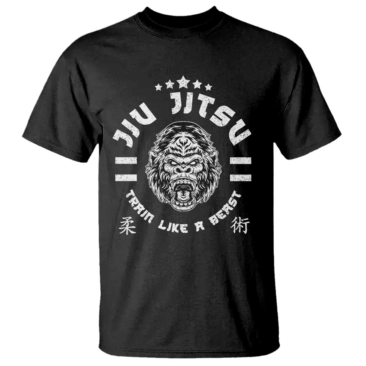 Brazilian Jiu Jitsu T Shirt Train Like A Beast Vintage BJJ Grappling Gorilla TS10 Black Print Your Wear